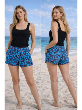 Women's Patagonia Blue Pink Floral Athletic Shorts M